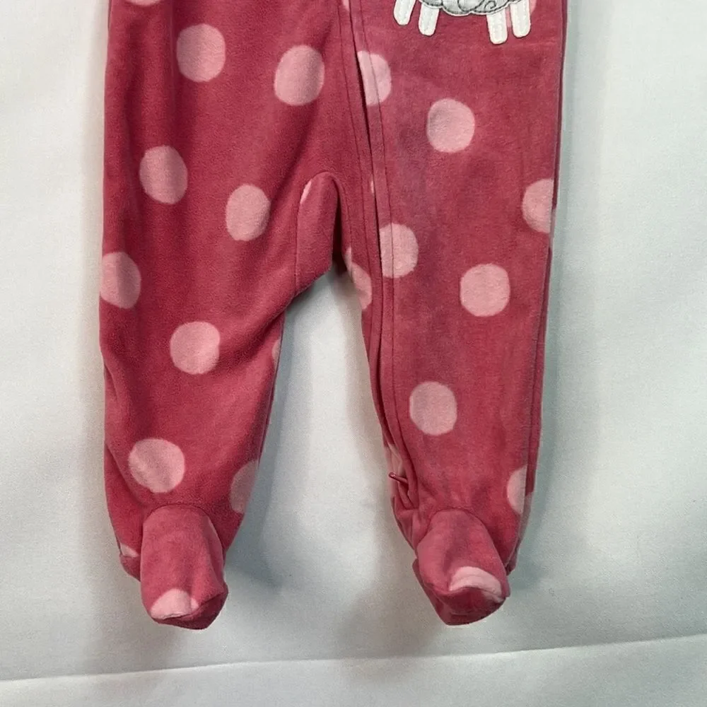 Carter’s Child of Mine Punk Polkadot Sheep Fleece Sleep and Play 3-6 months EUC